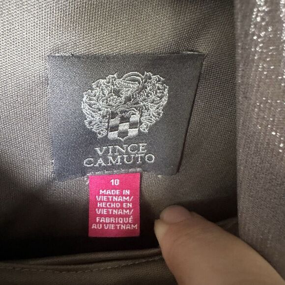 Vince Camuto Woman’s Silver Metallic Ruched Party Cocktail Sheath Dress Size 10 - Picture 3 of 6